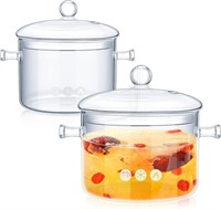 2 Pcs Glass Pots for Cooking on Stove Set Glass S