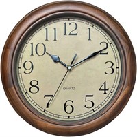 Wood Wall Clock with Retro Design, 12 Inch Round,