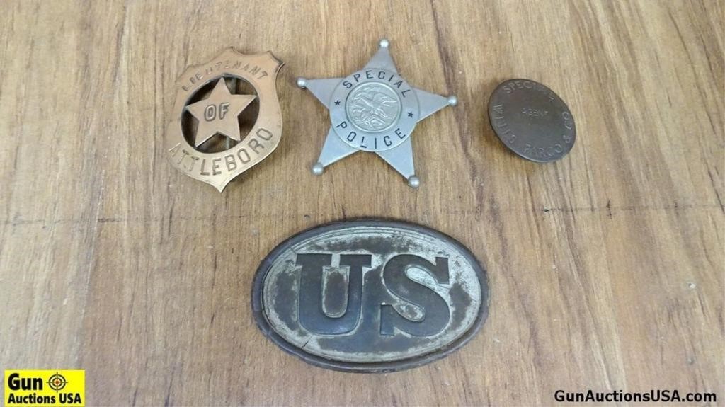 U.S. Surplus COLLECTOR'S Belt Buckle, Badges. Good