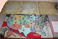 50 State Quarters Collection Map w/Quarters