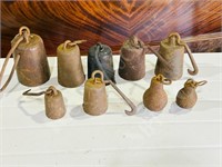 collection of  various iron weights