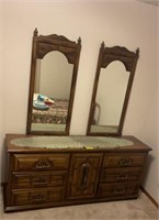 Six drawer dresser with mirror