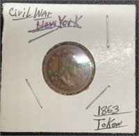 Civil War New York 1863 token. 1338