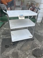 Mid Century White and Chrome Rolling Cart