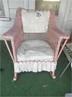 Pink Wicker Rocking Chair
