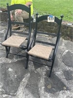 Set of 2 Vintage Black Wooden Folding Chairs