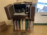 Zenith record player, radio with record cabinet