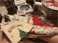 Tablecloths, caring critters, Christmas towel