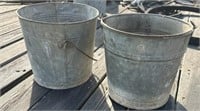 2 - Decorative Galvanized Buckets