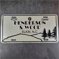 Henderson & Wood Elkin NC Liscense Plate