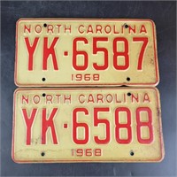 1968 NC Liscense Plates (consecutive numbered)