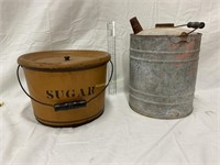 Sugar Bucket and Metal Can