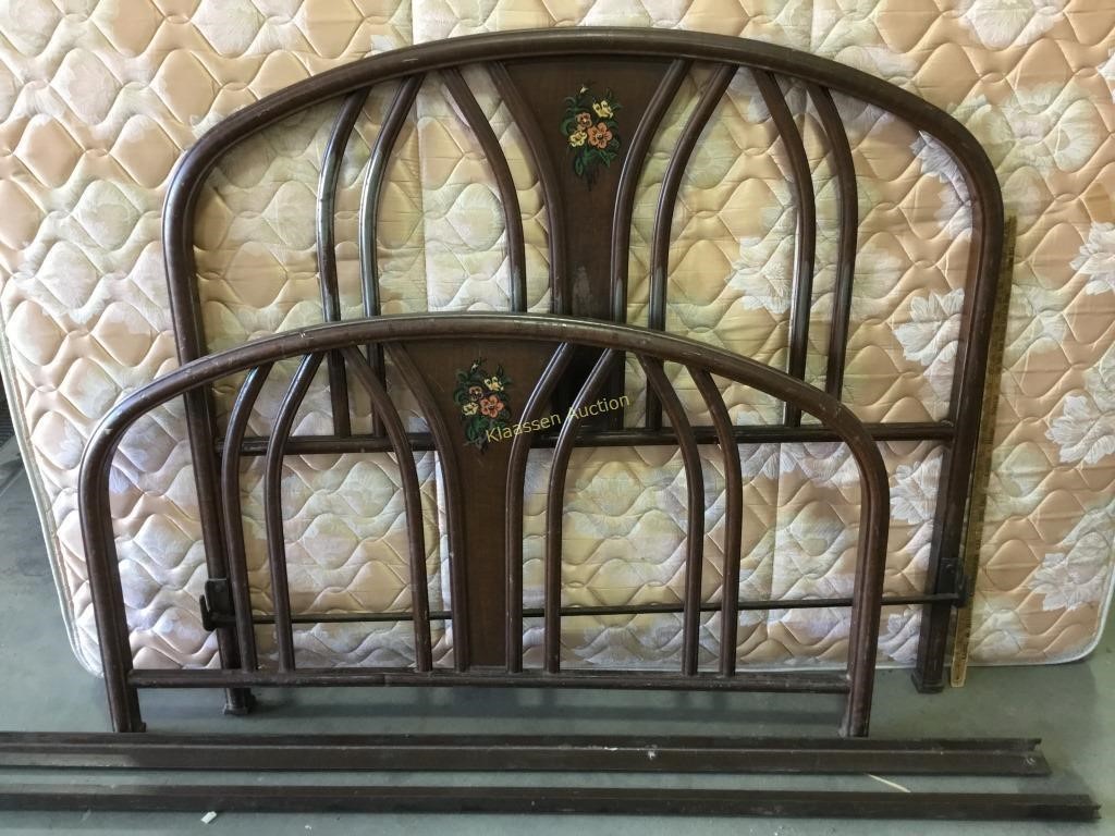 Antique mid Century head board and footboard -