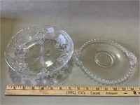 Candlewick plate, ground glass bowl