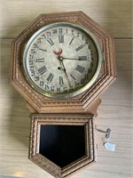 Ingraham Co. wall clock with key