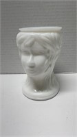 Vintage 1960's Milk Glass Head Vase 5.25" High