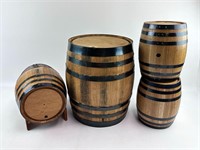 Four Small Whiskey Barrels, Largest 14"