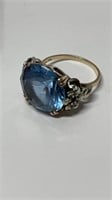 Antique 10k Gold Ring With Aquamarine Stone Size A