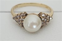 Pearl and Diamond tested 14k Ring