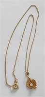 14K (585) Gold 16" Necklace with 14K Pearl Pendant