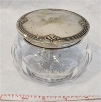 Sterling Silver Lid Glass Vanity Jar
