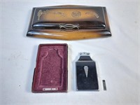 Ronson king lighter and Vintage cigarette box