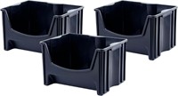 Jumbo Stackable Storage Bins, Pack of 3, Black