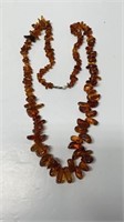 Vintage Genuine Amber Graduated Necklace With 925