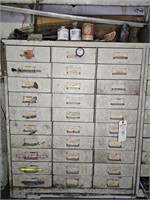 30 DRAWER METAL CABINET WITH CONTENTS