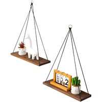 Set of 2 Wood Hanging Shelves