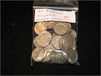 Bag (55) Buffalo Nickels Mixed Dates