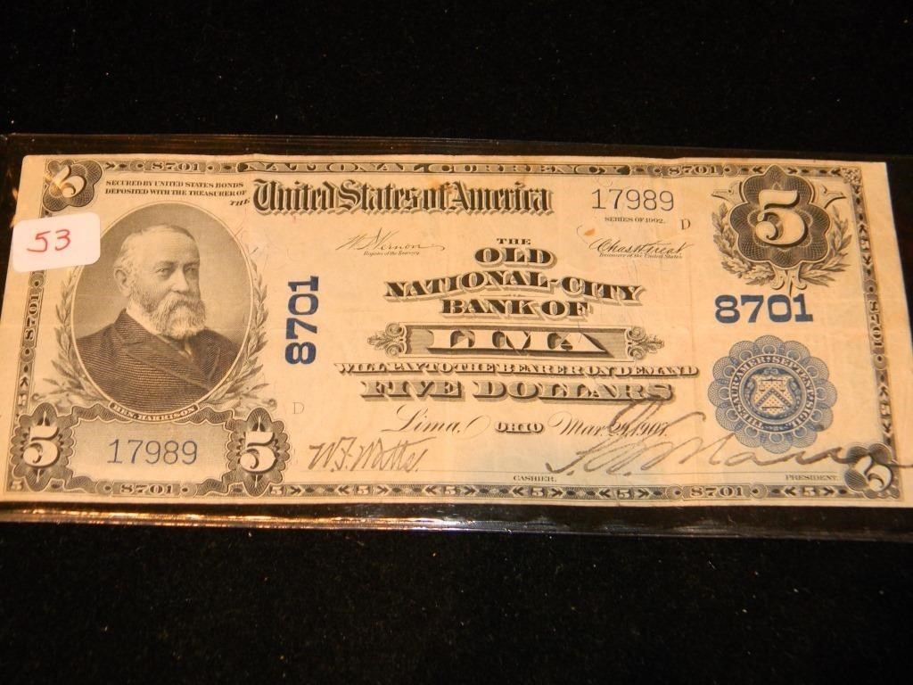 $5 Note 1902 Series Old National Bank of Lima, OH