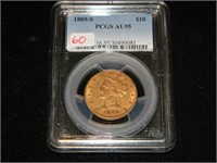 1889-S Gold $10 Liberty PCGS AU55 ***