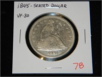 1845 Seated Liberty Dollar VF30 ***