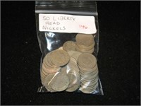 Bag (50) Liberty Head Nickels