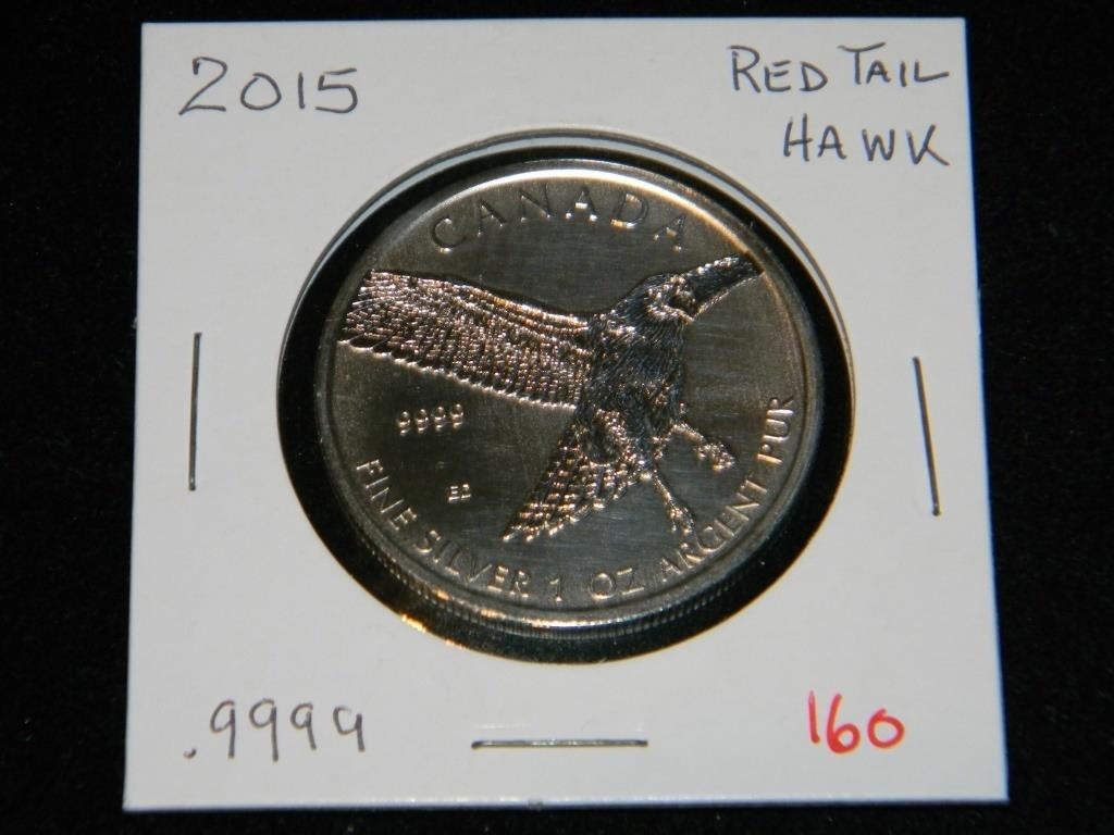 2015 Canada Red Tail Hawk .9999 Silver