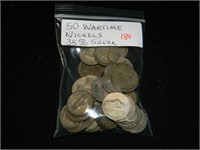 Bag (50) Wartime Nickels 35% Silver