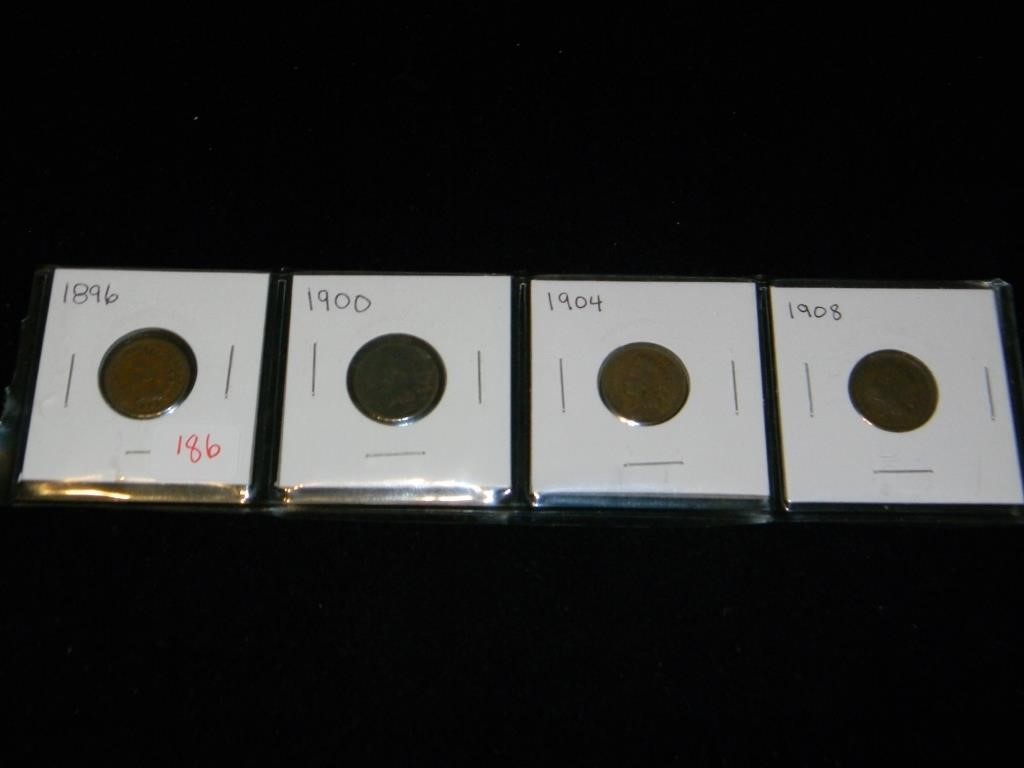 1896, 1900, 1904, 1908 Indian Cents