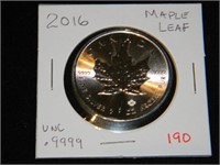 2016 Canada Maple Leaf .9999 Silver UNC.