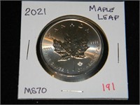 2021 Canada Maple Leaf .9999 Silver MS70