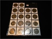 Sheet (18) Canada Dollar Coins