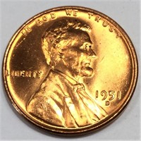 1951-D Lincoln Wheat Cent Penny Uncirculated Red