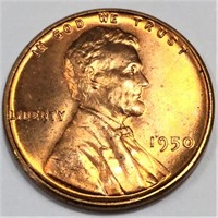 1950 Lincoln Wheat Cent Penny Uncirculated Red