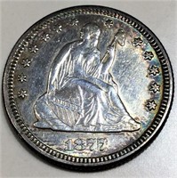 1877 Seated Liberty Quarter Almost Uncirculated