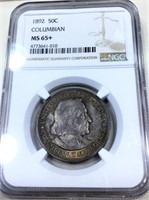 1892 Commemorative Silver Half Dollar NGC MS65+