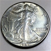 1941 Walking Liberty Half Dollar AU/BU