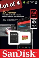 Lot of 4, SanDisk Extreme microSDXC UHS-I card, 64