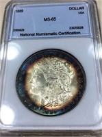 1889 Morgan Silver Dollar NNC MS65 Toned