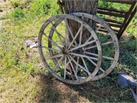 Two Vintage Wagon Wheels
