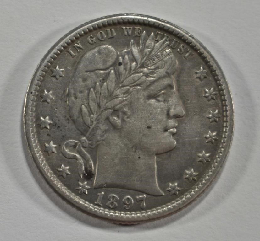 1897 BARBER QUARTER XF+